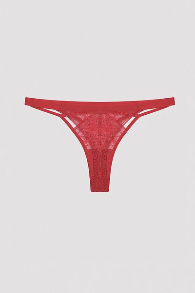 Penti Rope Detailed Red Thong Panties
