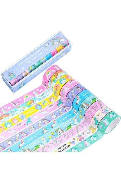 Polin 15mm X 2m Unicorn Patterned Tape Set 10 Pieces