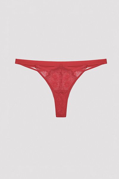 Penti Rope Detailed Red Thong Panties