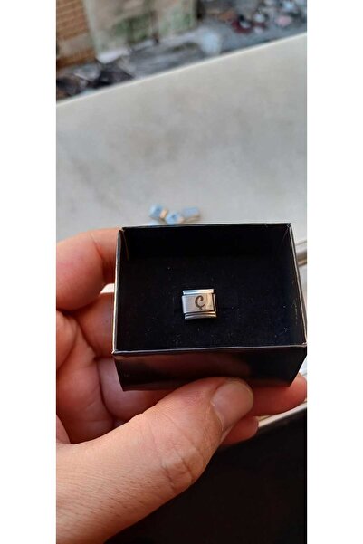 Feride Italian Steel Charm Nomi Steel Charm Letter C Name Date Initials Written 9 mm