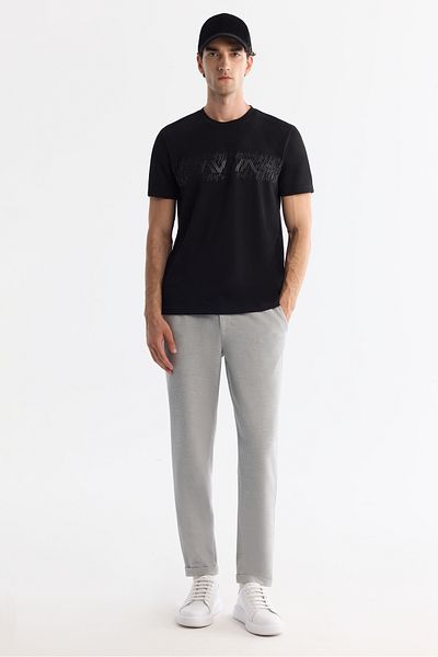 Avva Ανδρικό ανοιχτό γκρι Slim Fit παντελόνι Seersucker Chino με ελαστικά πλαϊνά B003037