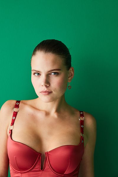 Penti Red Satin Metal Strap Bralette