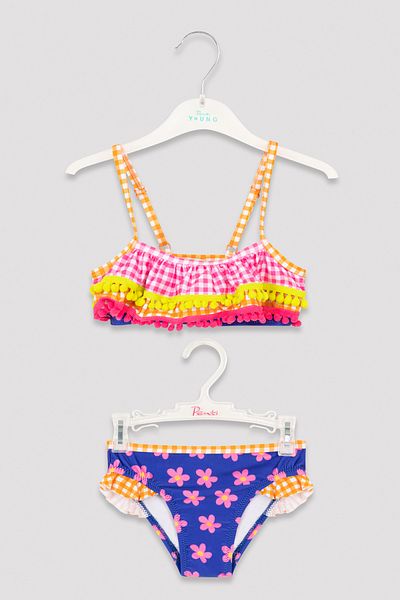 Penti Mehrfarbiges Bikini-Set mit Karo- und Blumenmuster für Mädchen