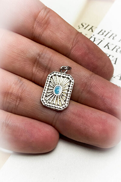 roshel Rodyum Kaplama Mavi Mineli Kolye Ucu 13 Farklı Model Seçeneği