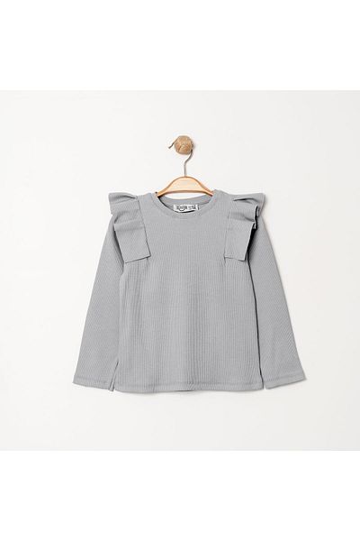 TRENDİMİZBİR Gray Camisole Girl's Badi - Pleat Detailed