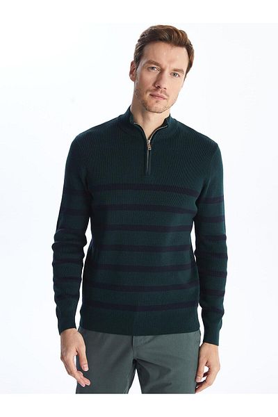 LC Waikiki LCWAIKIKI Classic Stand Collar Long Sleeve Striped Men's Knitwear Sweater