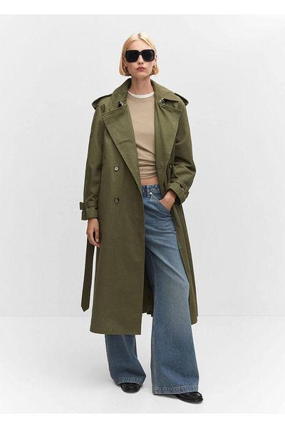 MANGO Woman Collared cotton trench coat
