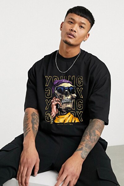 donamod تي شيرت أسود وردي كبير الحجم للجنسين