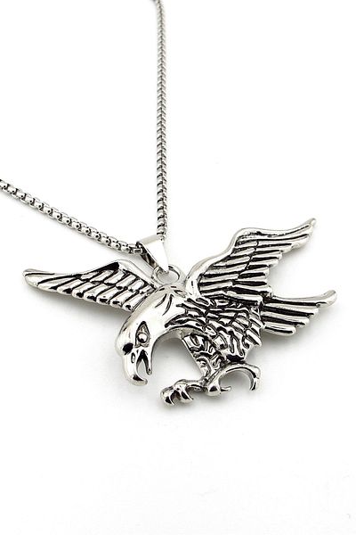 Solfera Eagle Shaped Wings Open Bird Stainless Steel Necklace Chain Q0896