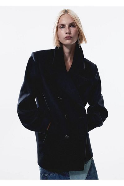 MANGO Woman Zweireihiger Wollmantel