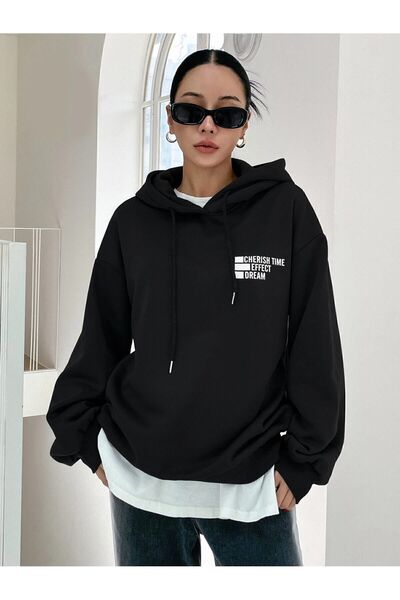 zeag Φούτερ Unisex Μαύρο Oversize με στάμπα