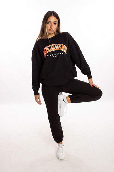 Moda Glo Μαύρο φούτερ Michigan Oversize
