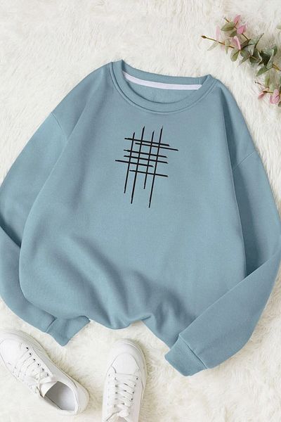 Moda Glo Hanorac din bumbac unisex cu imprimeu Hashtag