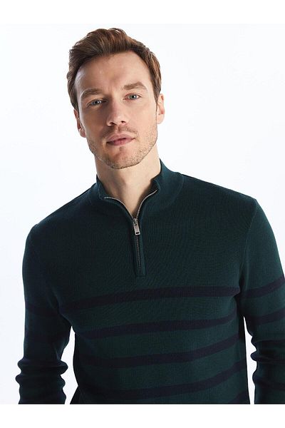 LC Waikiki LCWAIKIKI Classic Stand Collar Long Sleeve Striped Men's Knitwear Sweater