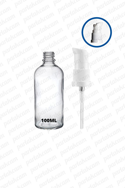 parlakcam 100ml Beyaz Losyon Pompası Şeffaf Cam Şişe 100cc Beyaz Krem Pompası...