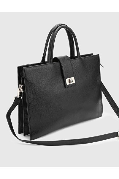 İLVİ Leen Kadın El Çantası Siyah Floter Deri