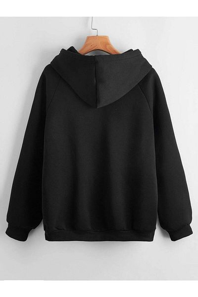 Moda Glo Hanorac unisex negru cu litere Michigan imprimat