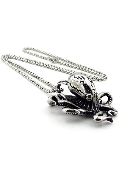 Solfera Octopus Ocean Sea Creature Kraken Titanium Steel Men's Necklace Q0934