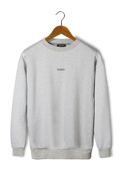 Moda Glo Hanorac unisex, gri, cu imprimeu Veaven, supradimensionat, cu trei fire, cu gât crew