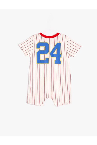 Koton Baby Boy Romper Crew Neck Short Sleeve Print Detail 4Smb10462Tk
