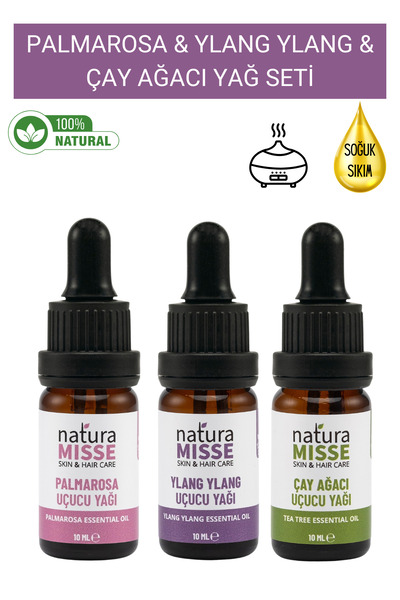 NaturaMisse Çay Ağacı Uçucu Yağı 10 Ml Ylang Uçucu Yağı 10 Ml Palmarosa Uçucu...