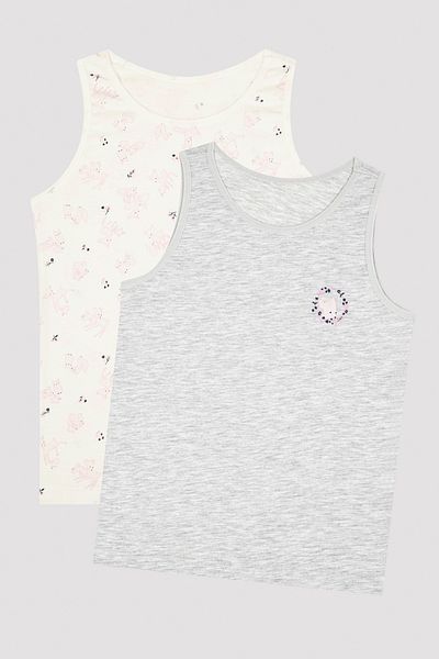 Penti Multicolored Girl's Deer Patterned 2-Piece Undershirt