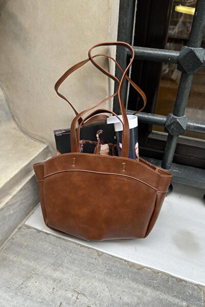 LEONAS Çıkarılabilir Keseli El ve Omuz Askılı Tote Çanta Willy Taba