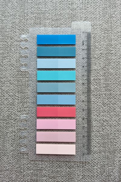 Mona Craftist Soft Pastel Colored 200 Sheets Post-It Note Paper - Index Sticker with Ruler