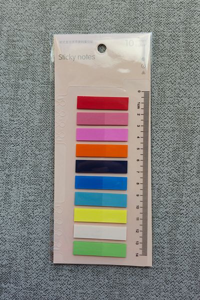 Mona Craftist Soft Pastel Colored 200 Sheets Post-It Note Paper - Index Sticker with Ruler