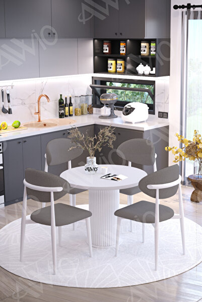 AVVİO Bella Bohem Ayak Beyaz Polo Sandalye 90x90 Yemek Masası Mutfak Masası M...