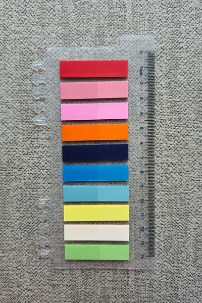 Mona Craftist Soft Pastel Colored 200 Sheets Post-It Note Paper - Index Sticker with Ruler