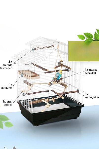 Alyones 9-Piece Basic Cage Equipment of Bird Accessories and Bird Toys