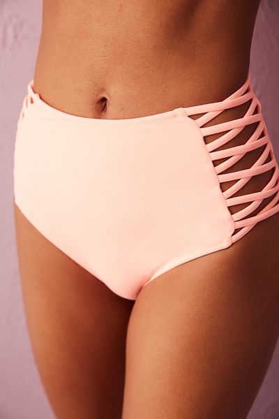 Penti Neon Orange Basic Sides High Waist Bikini Bottom With Thread Detail