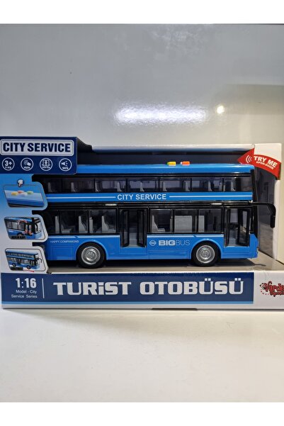 Hepsilazım Mavi Renkli Turist Otobüsü Big Bus Sesli Ve Işıklı Oyuncak Otobüs 28.5 cm