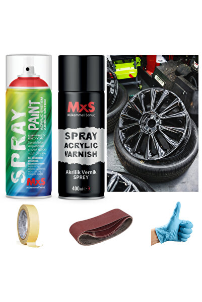 MxS PİANO BLACK JANT SETİ SPREY+VERNİK 400 ML + ZIMPARA + BANT + ELDİVEN