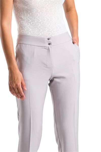 lodmela Women's Fabric Trousers Pocket Detailed Ankle Length 1712-GRAY