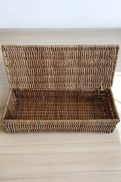 oceanpoint Natural Rattan Storage Box with Lid Handmade Multi-Purpose Box Jewelry and Accessory Organizer 25cm