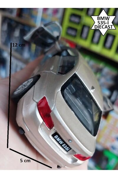 OYUNCAKSAHİLİ Bmw 535i Metal Araba Kapılar Açılır 12cm Diecast Koleksiyon Orijinal Çekbırak Model Metalic Gri gold 5 Serisi Orjnal