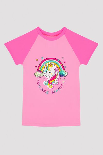 Penti Girl's Unicorn Patterned UV Top Swimsuit
