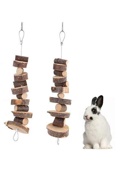 Alyones Hamster ve Tavşan Çiğneme Oyuncağı - Doğal Ahşap Sopa
