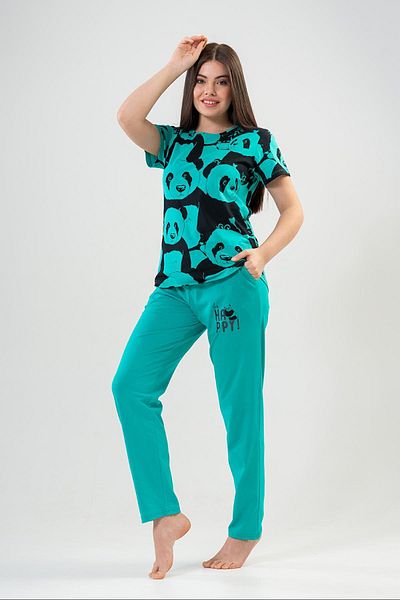 VİENETTA Women's Cotton Short Sleeve Pajama Set, 203118