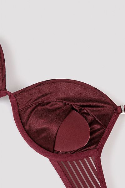 Penti Sutien roșu Claret cu susținere Push Up Wowbra Essentials