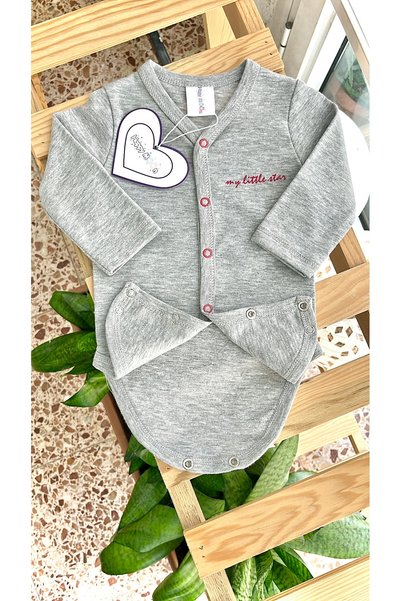 Happy Moon Bebek Giyim Yenidoğan Ikili Takım Zıbın Body Şalvar Alt %100 Pamuk