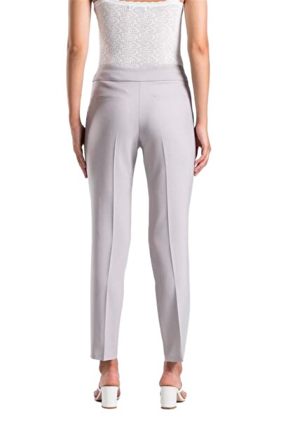 lodmela Women's Fabric Trousers Pocket Detailed Ankle Length 1712-GRAY