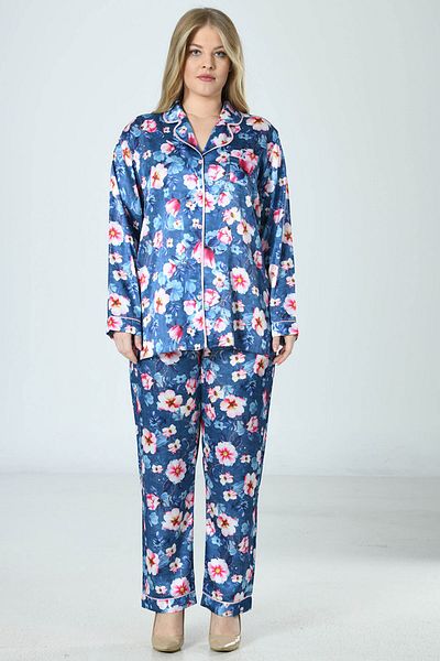 VİENETTA Set de pijamale cu buton complet din satin. , 160881