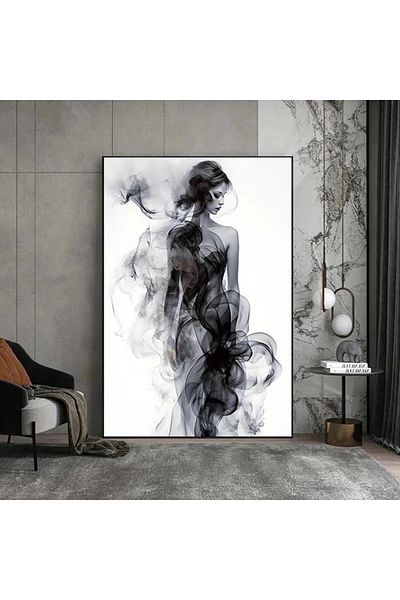 Linacci Set de pictură pe sticlă pentru femei abstracte cu un singur cadru metalic negru