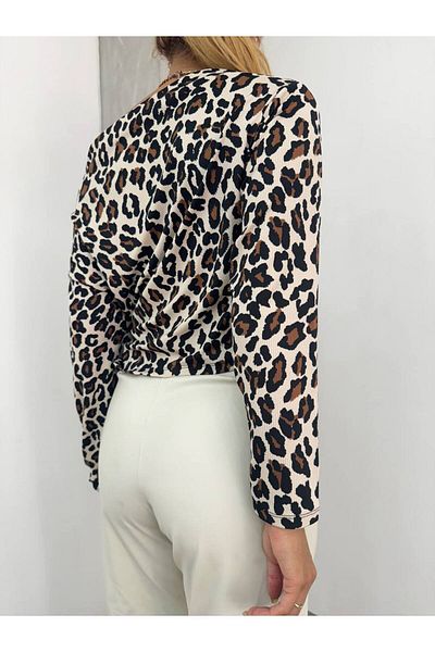 khar Μπλούζα με Leopard Print Off Shoulder