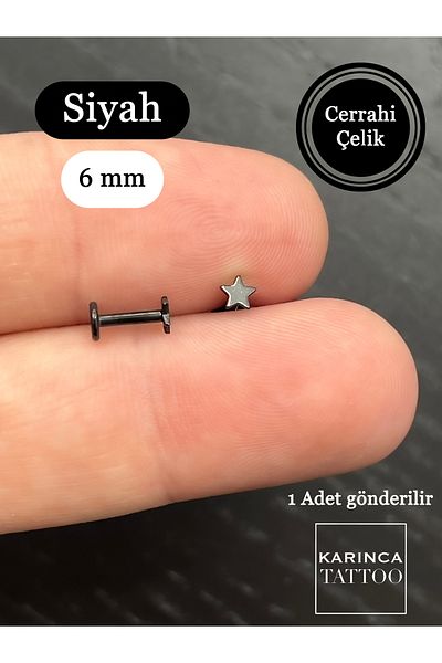Karınca Piercing Star Piercing - 6 mm Surgical Steel, Anti-Tarnish Forward Helix Flat Conch Tragus