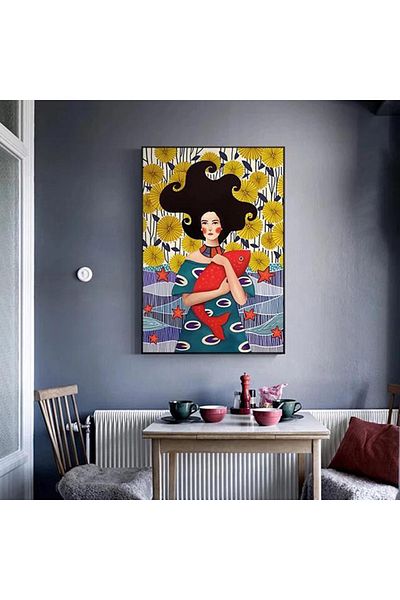 Linacci Set de pictură pe sticlă colorată pentru femei, cu un singur cadru metalic negru
