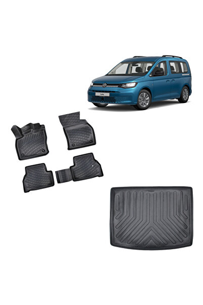 Rizline Volkswagen Caddy 2021 ve Sonrası 3D Havuzlu Paspas ve Bagaj Havuzu Set